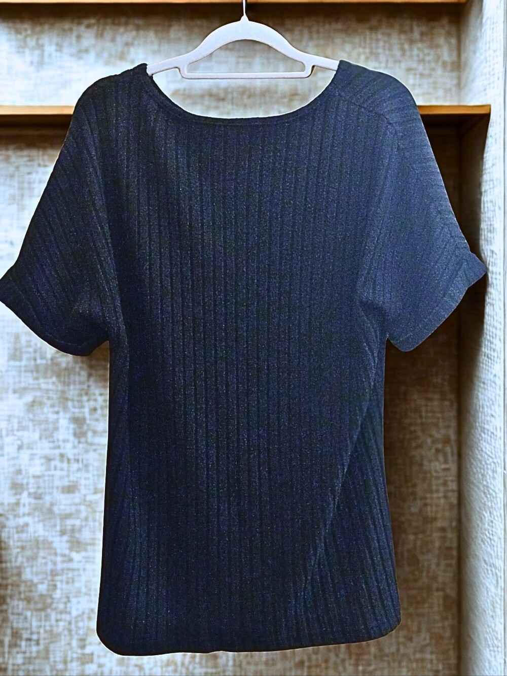 Womens Black Short Sleeve Tunic Top - Size Small / Medium